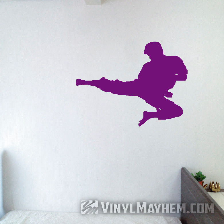 Martial arts flying side kick silhouette vinyl sticker