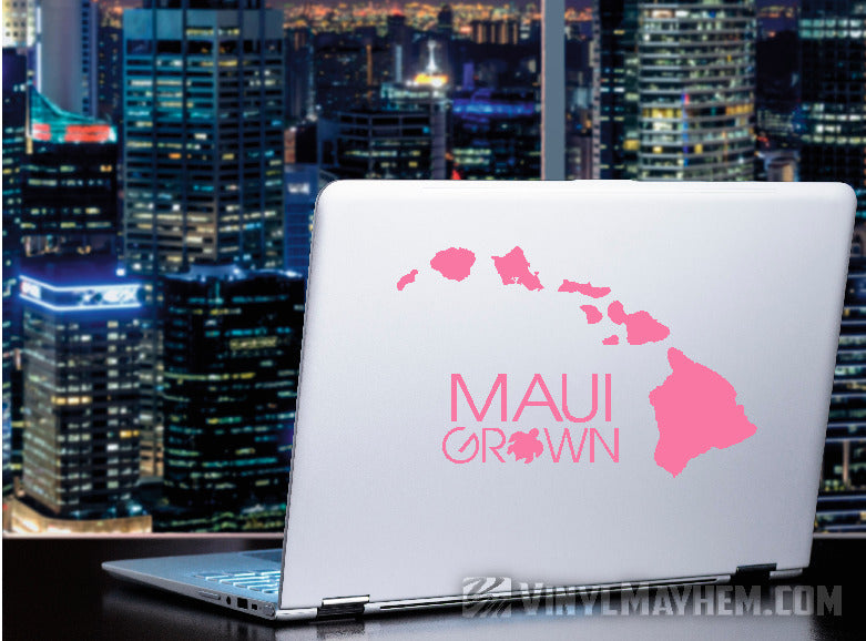 Maui Grown with Turtle Hawaiian vinyl sticker