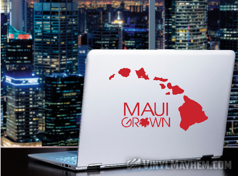 Maui Grown with Turtle Hawaiian vinyl sticker