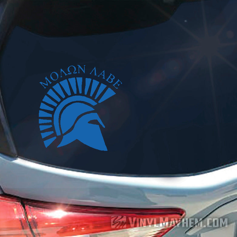 Molon Labe Spartan Helmet with text vinyl sticker