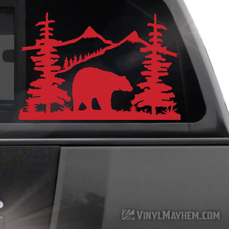 Mountain Scene with Bear vinyl sticker