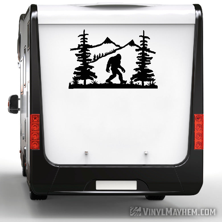 Mountain Scene with Sasquatch vinyl sticker
