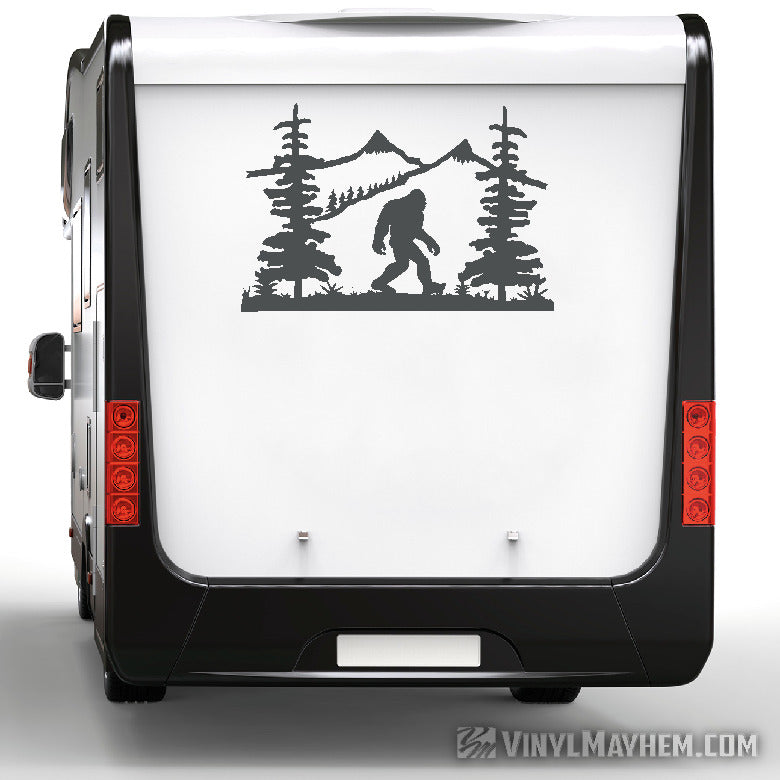 Mountain Scene with Sasquatch vinyl sticker
