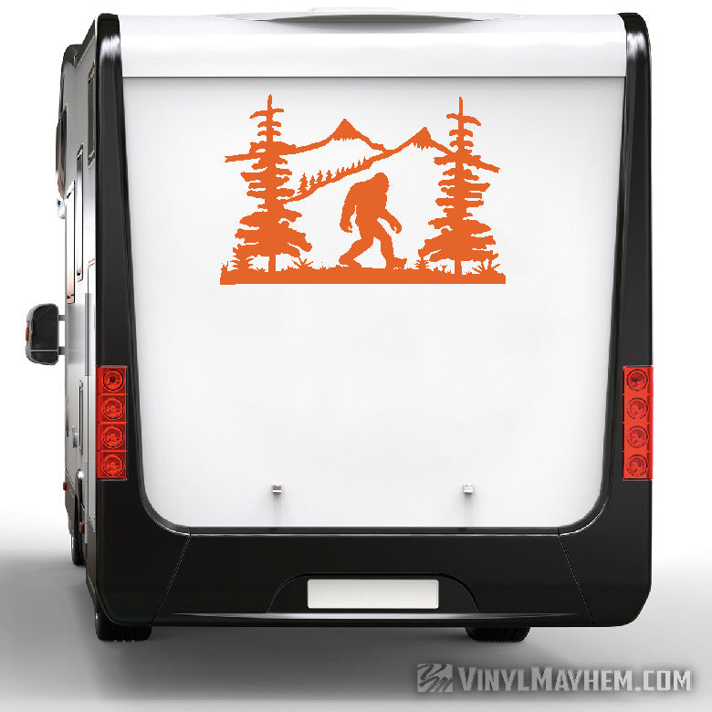 Mountain Scene with Sasquatch vinyl sticker