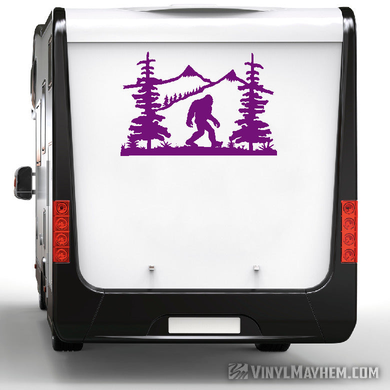 Mountain Scene with Sasquatch vinyl sticker