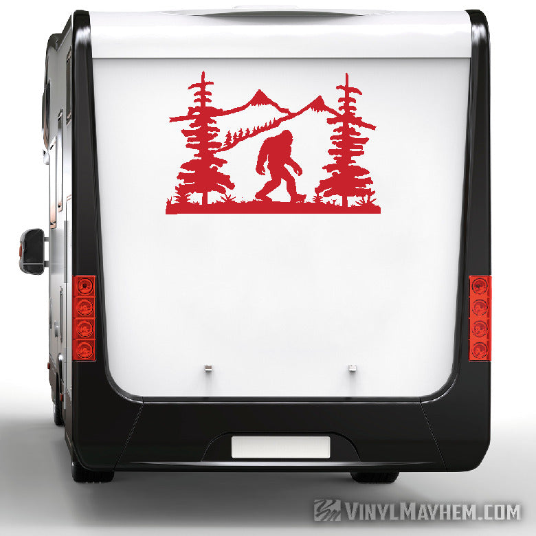 Mountain Scene with Sasquatch vinyl sticker