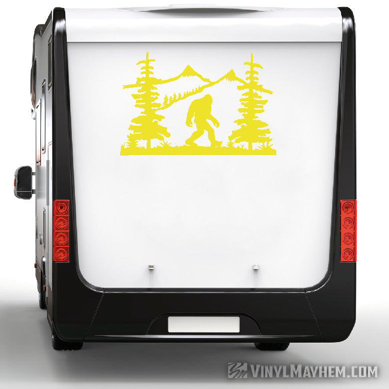 Mountain Scene with Sasquatch vinyl sticker