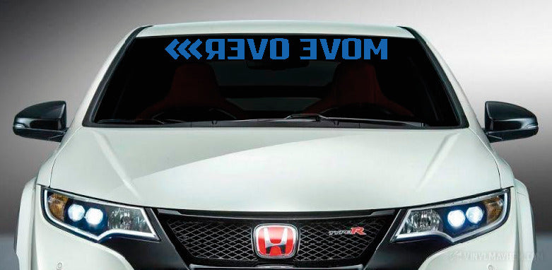 Move Over reversed windshield vinyl sticker