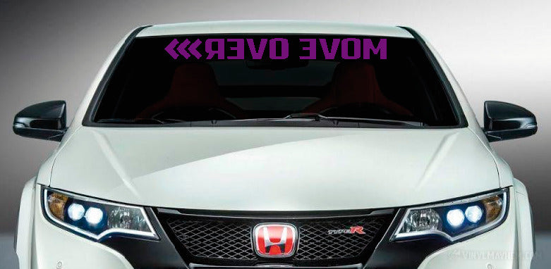 Move Over reversed windshield vinyl sticker