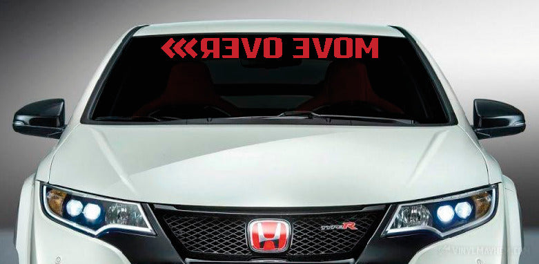 Move Over reversed windshield vinyl sticker