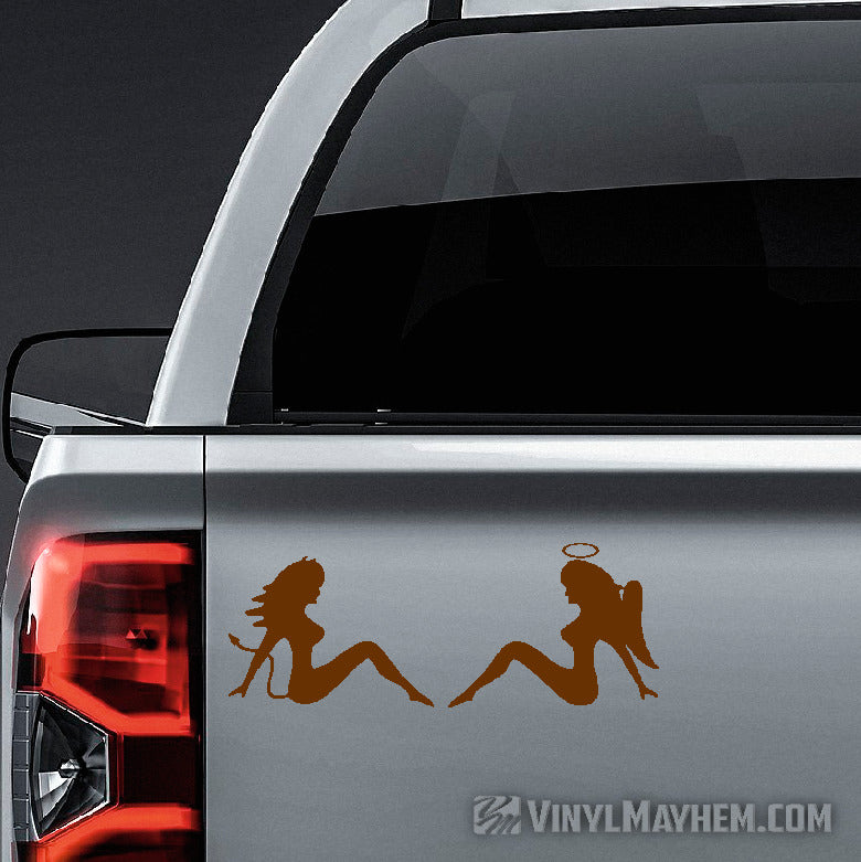Mud Flap Chicks Devil Angel set of two vinyl stickers