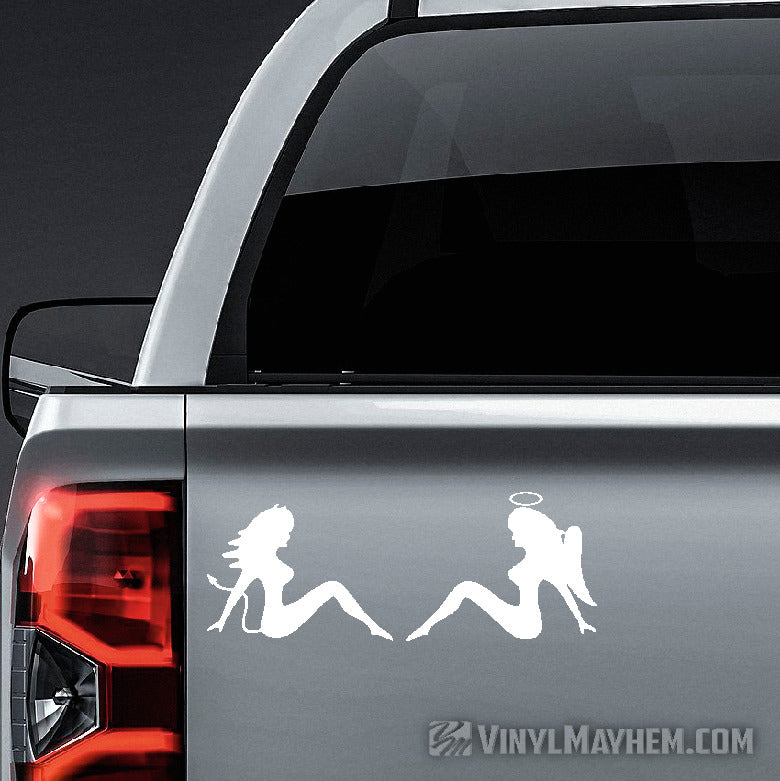 Mud Flap Chicks Devil Angel set of two vinyl stickers
