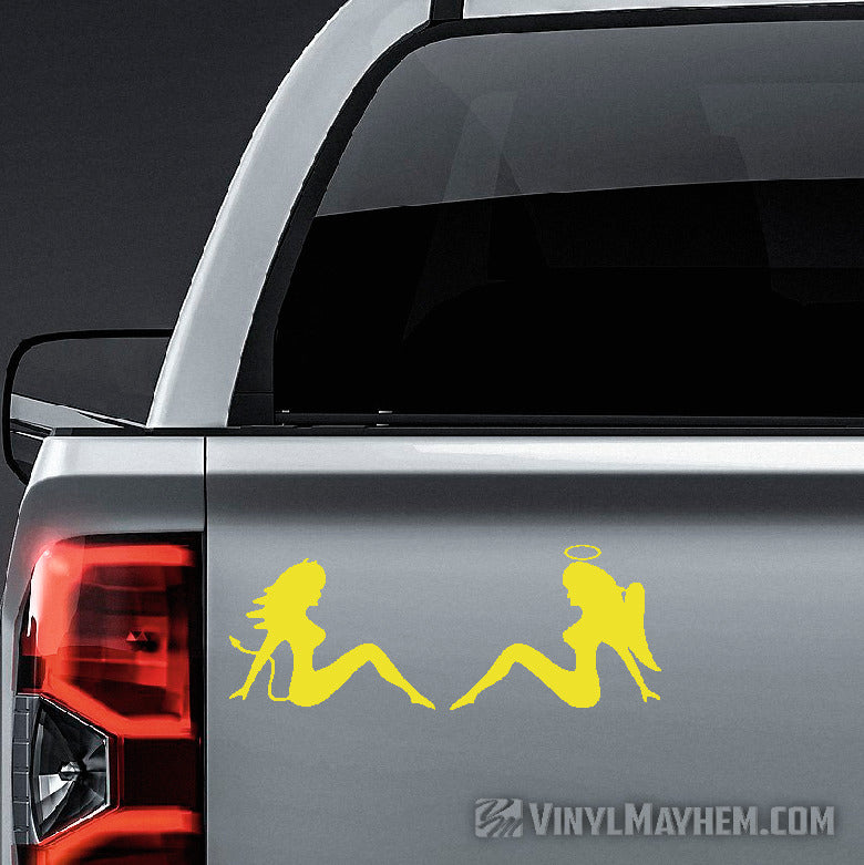 Mud Flap Chicks Devil Angel set of two vinyl stickers