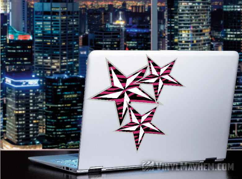 Nautical Star cluster with zebra print sticker