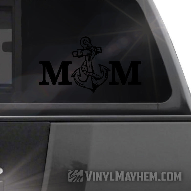 Navy Mom with anchor vinyl sticker