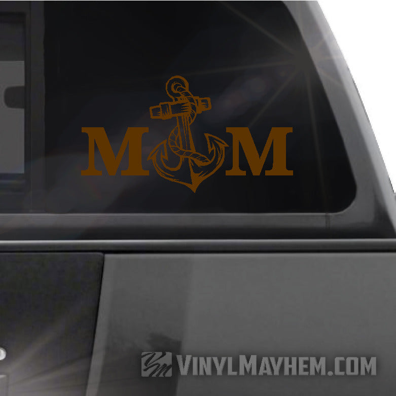 Navy Mom with anchor vinyl sticker