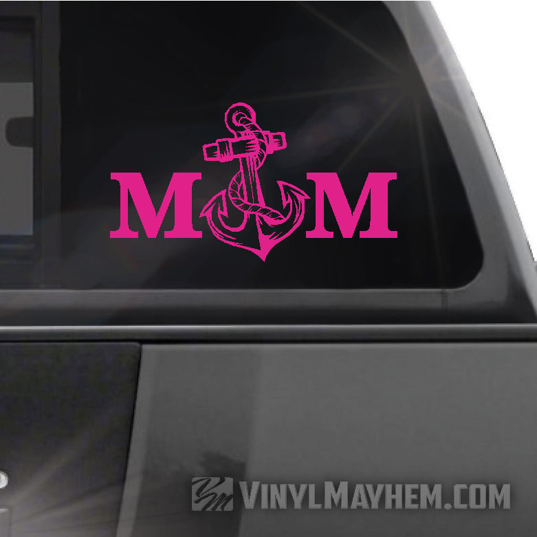Navy Mom with anchor vinyl sticker