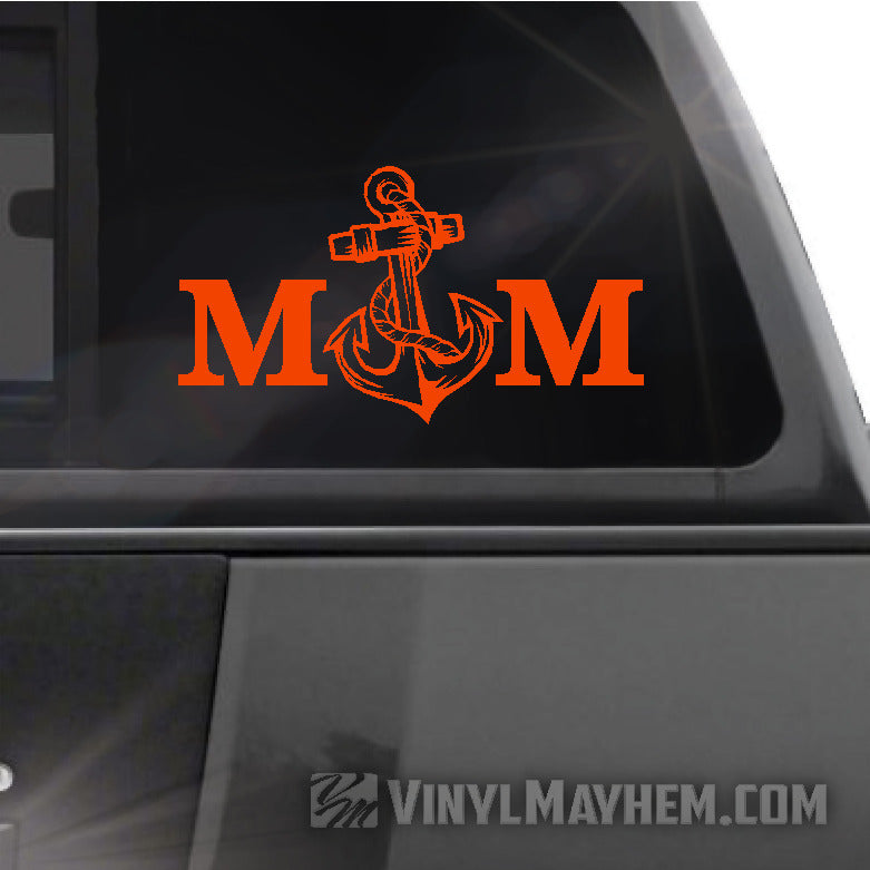 Navy Mom with anchor vinyl sticker