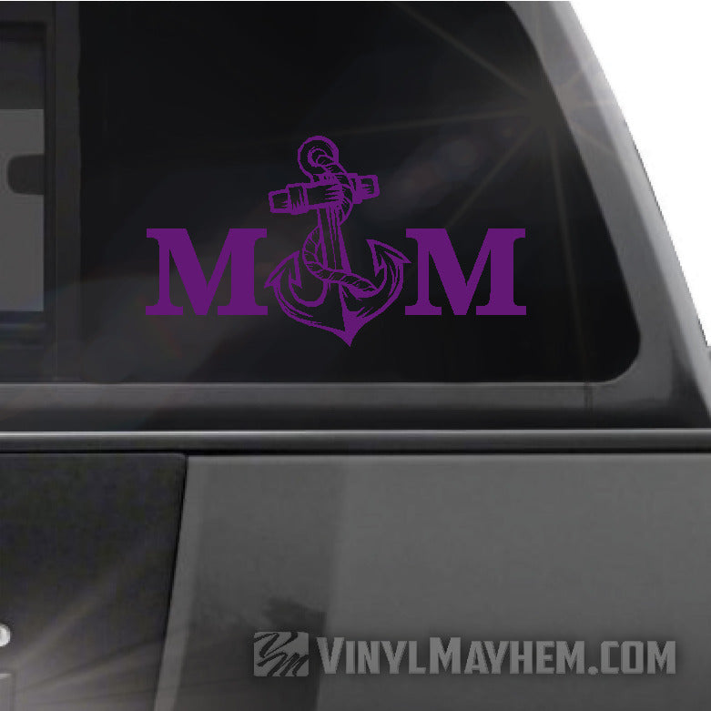 Navy Mom with anchor vinyl sticker
