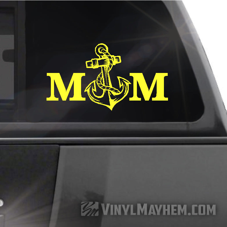 Navy Mom with anchor vinyl sticker