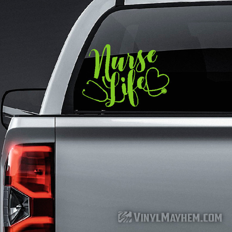 Nurse Life heart with stethoscope vinyl sticker