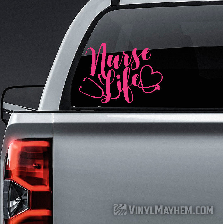 Nurse Life heart with stethoscope vinyl sticker