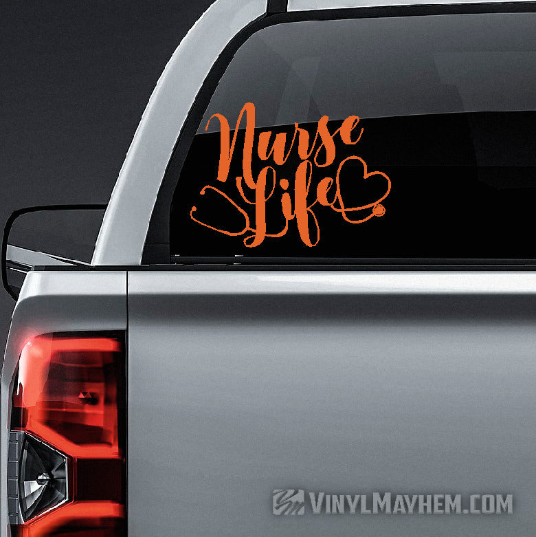 Nurse Life heart with stethoscope vinyl sticker