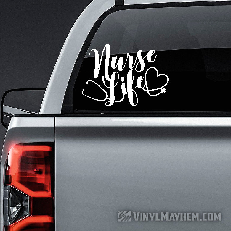 Nurse Life heart with stethoscope vinyl sticker