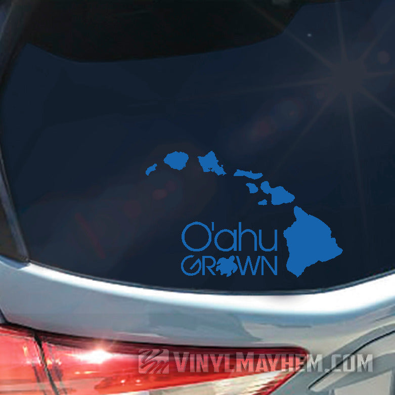 O&#39;ahu Grown with Turtle Hawaiian vinyl sticker