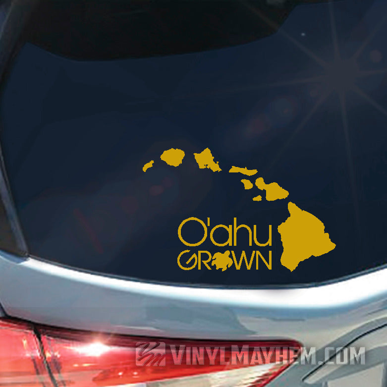 O&#39;ahu Grown with Turtle Hawaiian vinyl sticker
