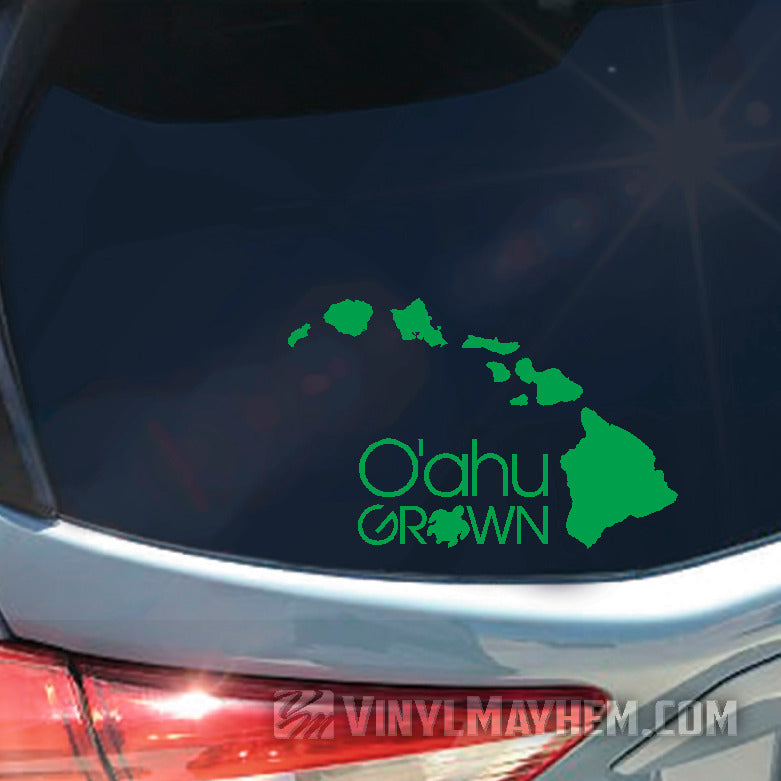 O&#39;ahu Grown with Turtle Hawaiian vinyl sticker