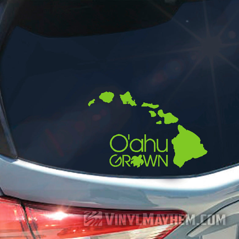 O&#39;ahu Grown with Turtle Hawaiian vinyl sticker
