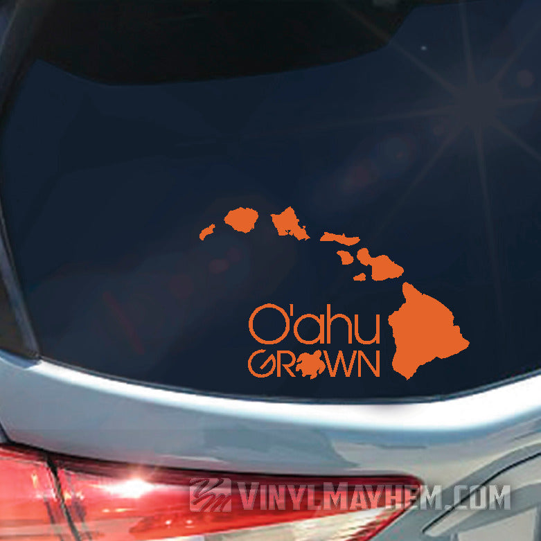 O&#39;ahu Grown with Turtle Hawaiian vinyl sticker