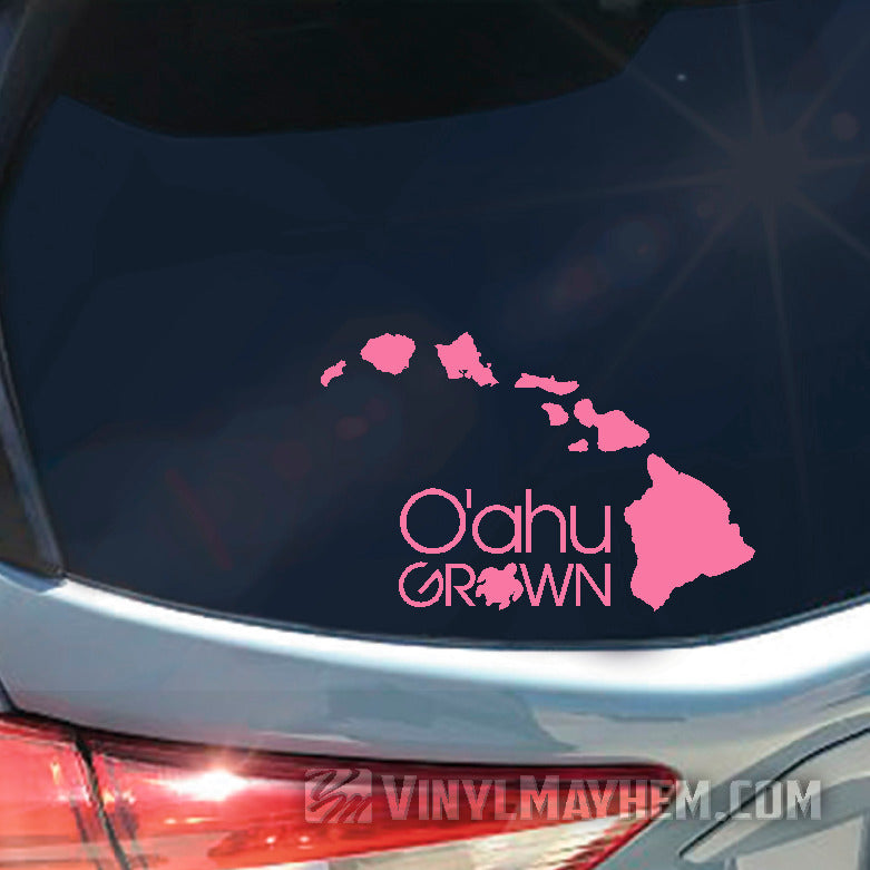 O&#39;ahu Grown with Turtle Hawaiian vinyl sticker