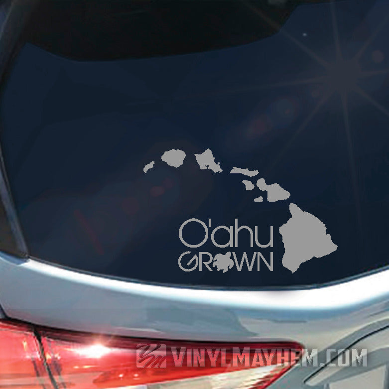O&#39;ahu Grown with Turtle Hawaiian vinyl sticker