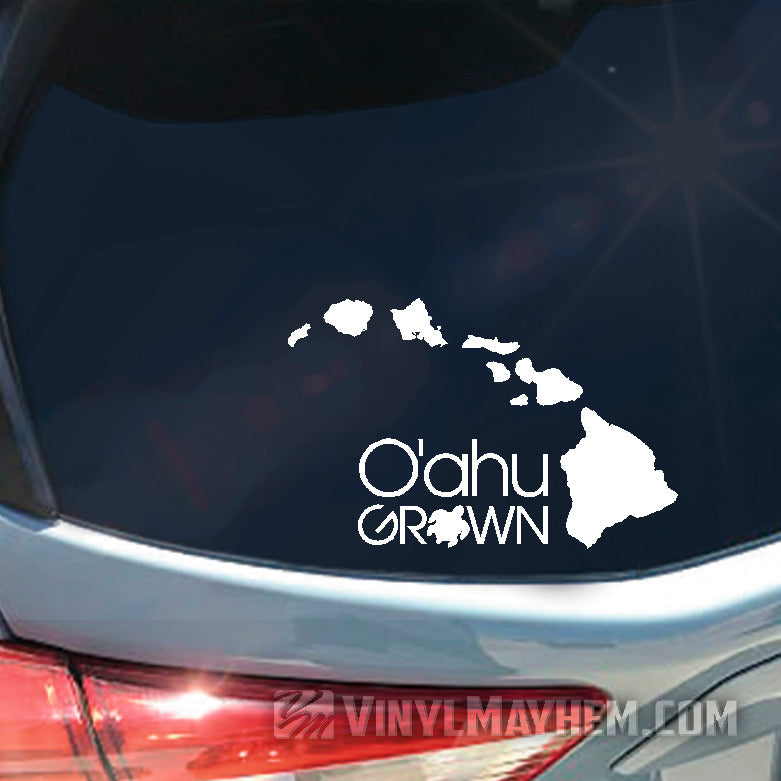 O&#39;ahu Grown with Turtle Hawaiian vinyl sticker