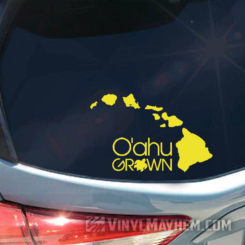 O&#39;ahu Grown with Turtle Hawaiian vinyl sticker