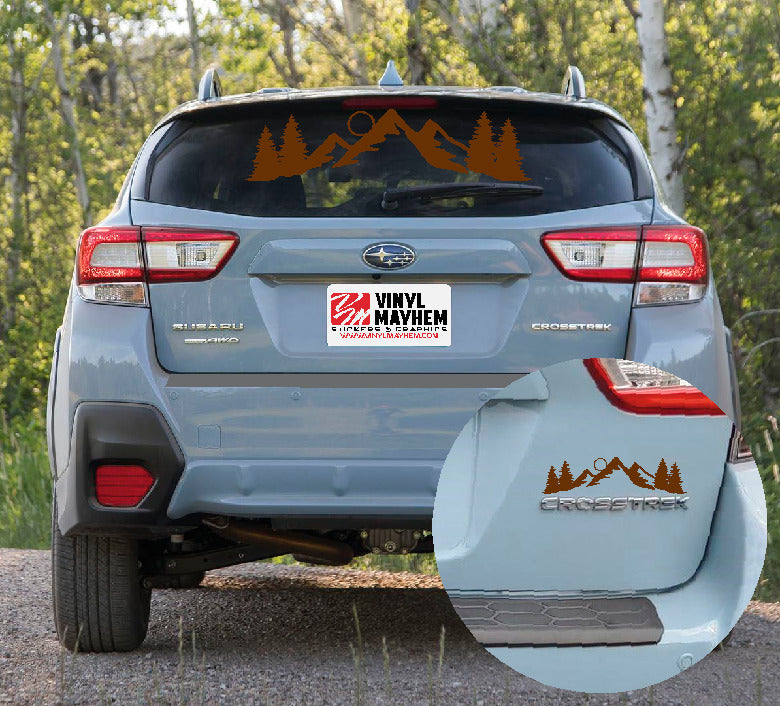 Mountains and moon silhouette vinyl sticker