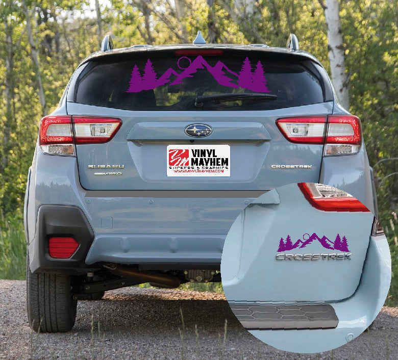 Mountains and moon silhouette vinyl sticker