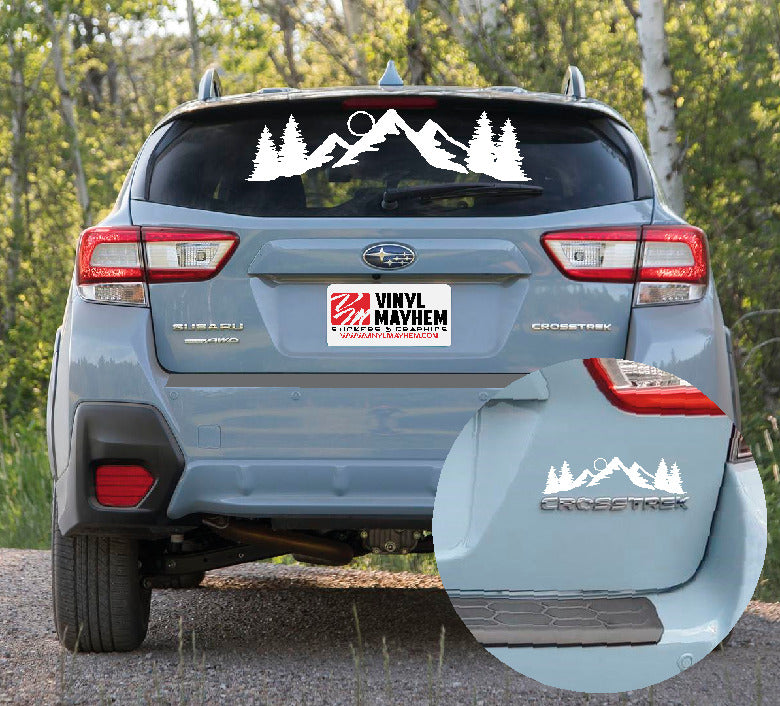 Mountains and moon silhouette vinyl sticker