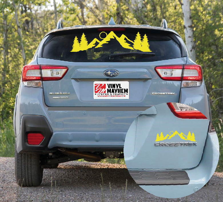 Mountains and moon silhouette vinyl sticker