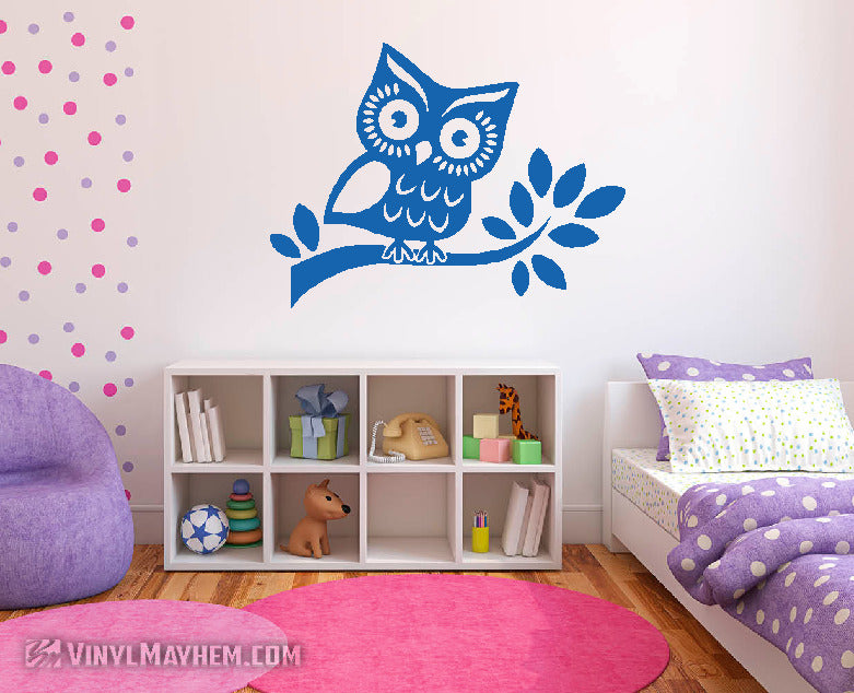 Owl on Branch vinyl sticker