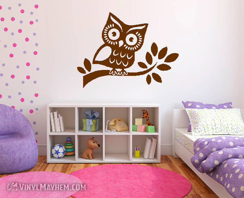 Owl on Branch vinyl sticker