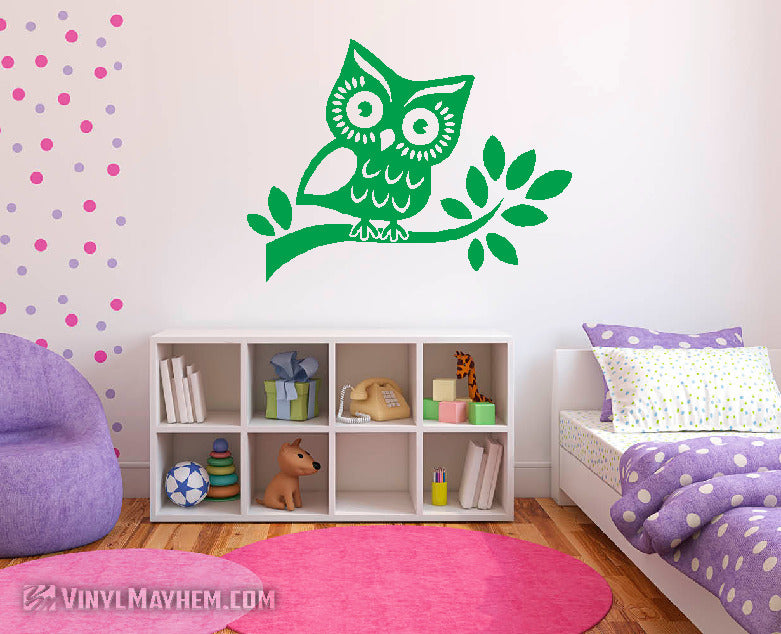 Owl on Branch vinyl sticker