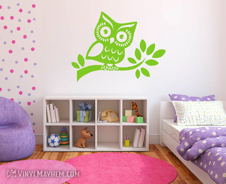 Owl on Branch vinyl sticker