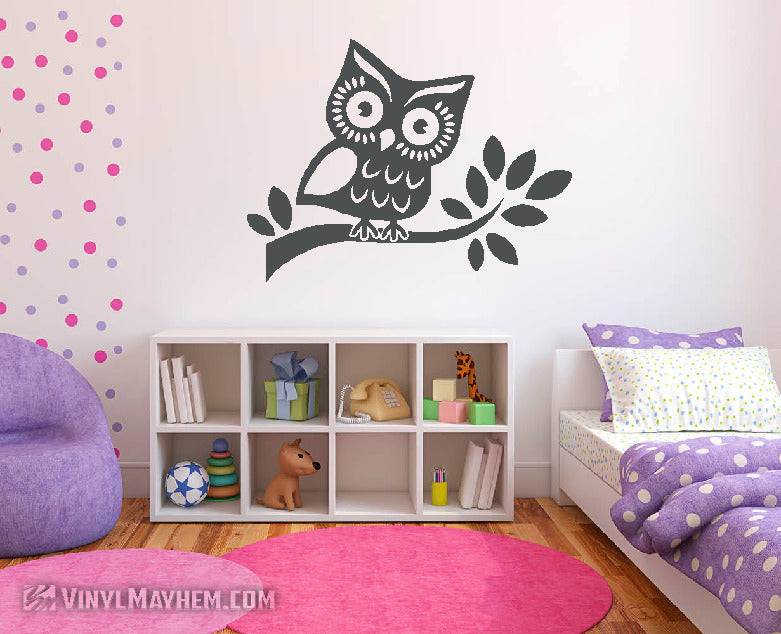 Owl on Branch vinyl sticker