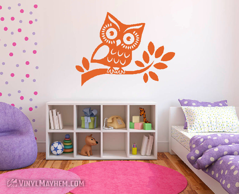 Owl on Branch vinyl sticker