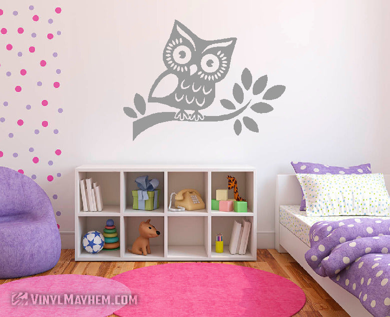 Owl on Branch vinyl sticker