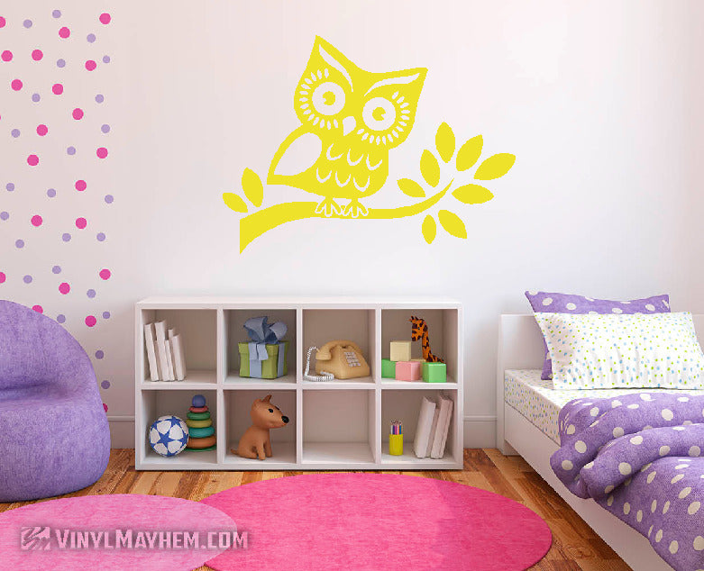 Owl on Branch vinyl sticker