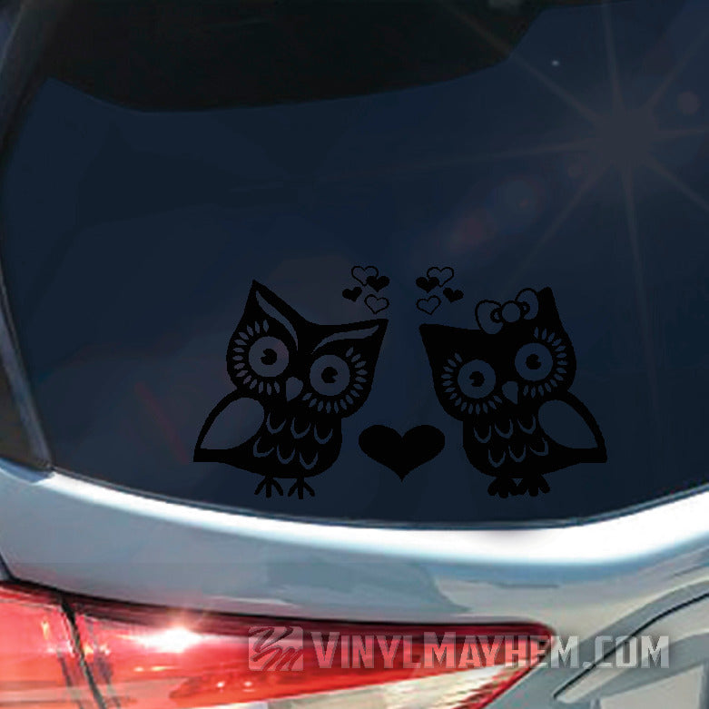 Owl love birds vinyl sticker